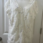Bonmarche UK SZ 16 US SZ 12 Embroidered Flowers PETAL SLEEVES TOP BLOUSE White Photo 0