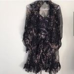 Zimmermann  Black and Cream Floral Long Sleeve Dress Photo 6