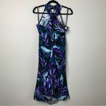 Kobi Halperin floral halter botanical silk Ruth midi dress size 12 vacation Blue Photo 3