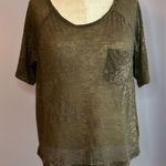 Hollister Forever 21 olive brown sheer burnout raglan elbow sleeve one pocket tee Photo 0