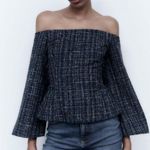 ZARA Tweed Off The Shoulder Top Photo 1