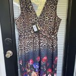 NWT Alberta Makali Sleeveless V Neck Leopard/ Floral Print Size XL Brown Photo 0
