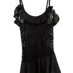 Black Lace Teddy Chemise Size Small Lingerie Floral Ruffle Stretch Photo 0