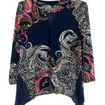 Melissa Paige Paisley Top Sz 2X Boho Artsy Handkerchief Hem Flowy Chiffon NWT Photo 0