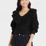 A New Day  Ruffle V Neck Pullover Sweater Photo 0