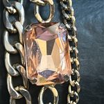 Women’s vintage triple layered gold tone pink gemstone crystal bracelet one size Photo 2