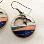 Seagull Earrings Hooks Cloisonne Beach Island VTG Photo 1