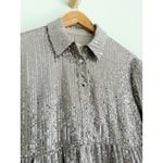 Anthropologie | NWOT Maeve Bettina Sequin Tiered Shirt Mini Dress Silver | XSP Photo 6
