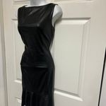 MIUSOL Black Stretch PU Leather Flared Mini Dress Photo 3