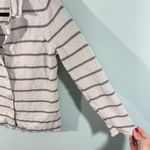 Eileen Fisher White & Grey Striped Cotton V-neck Blazer Style Cardigan Size PM Photo 5