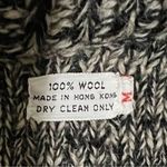 Vintage 100% Wool Knit Cardigan Sweater Marled Gray Knit Large Buttons Black Size M Photo 1