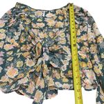 Free People  Floral Sheer Ruffle Long Sleeve Tie Front Cardigan Size XS Photo 10