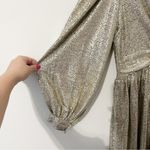 Skies Are Blue Metallic Long Sleeve Gold Cocktail Dress Party Size Medium M Photo 6