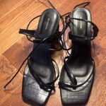 Pretty Little Thing Black Croc Strappy Heels Photo 0