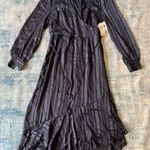 Adyson Parker Black Iris Indigo Stripe Long Sleeve Asymmetrical Hem Large Photo 3