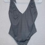 Topshop Black White Gingham Tie Shoulder One Piece Swimsuit Photo 0