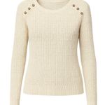Lucky Brand Textured Cream Cotton Sweater S Button Shoulder Pullover Minimalist Photo 0