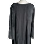 Adrienne Vittadini  Black Tiered Midi Dress Pleated Bell Sleeves‎ Size 10 Ribbed Photo 7