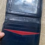 Christian Dior 80s Vintage Leather Wallet Snap Bifold Coin Purse Unisex Navy Red Photo 9