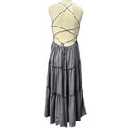 Cider  Solid Backless Pleated Maxi Dress Size Large Photo 8