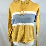 Pink Rose mustard yellow gray and white striped hoodie size medium Photo 1