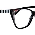 Betsey Johnson NWT Betsy Johnson Allure Black & White Stiped Cat Eye Women’s Frames EyeGlasses Photo 8