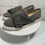 Vince Camuto  Womens Barita Gray Suede Slip on‎ Casual Shoes Size 8.5 Rhinestones Photo 0