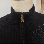 Ralph Lauren Rack Stitch Mockneck Sweater Dress Black Cotton Size Medium Photo 5