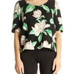 Anthropologie  Postmark Black Floral Kobus Magnolia Zipper Top Size Medium Photo 0