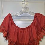 Paper + Tee NWT  Orange Off Shoulder Short Sleeve Blouse size L Photo 3
