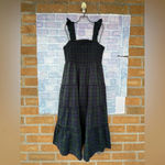 J.Crew Cotton Smocked Tiered Plaid Midi Dress in Navy Green Tartan medium Photo 1