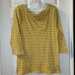 Time & Tru  Mustard Yellow Striped 3/4 Sleeve Knit Top L Photo 0