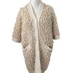 Cardigan Wool Blend Cream Chunky Knit Popcorn Open Front Small Hotel Particulier Photo 0