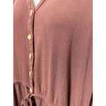 Torrid  Brown Short Sleeve Drawstring Waist Romper Button Front V Neck Size 1 Photo 9