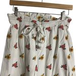 Farm Rio Mixed Flowers Embroidered White Tie Waist Straight Pants Size XS Photo 8