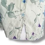 Vintage 90s Silk Floral Button Up Shirt Purple Blue Green Flowers Size Small Photo 2