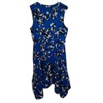 CAbi  #5576 Untamed Electric Blue Floral Dress‎ Asymmetrical Sleeveless Size Med Photo 5