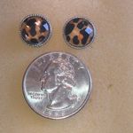 Leopard Print Dainty Boho Stud Earrings Orange Photo 2