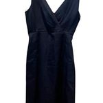 J.Crew  Women’s V Neck Zip Back Cotton Dress Size 10 Navy Blue Photo 0