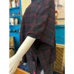 Theory Women's Plaid Poncho Size S Black Red Photo 2