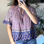 Sea New York Bianca Pintucked top violet Blouse Size 4 100% cotton Purple Photo 0