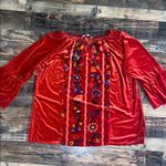Pioneer Woman Velvet floral ruffle sleeve blouse size XXL Photo 0