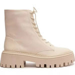 Arezzo Lug Combat Boots Platform Lace Up Ankle Booties Beige Size 10B Tan Photo 0