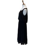 Gracia Black Cocktail Dress Medium Minimalist Cutout Pleated Sheer LBD Adjustable Photo 9