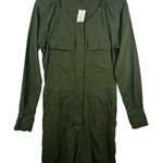 Banana Republic  Linen Blend Utility Romper Long Sleeve Army Olive‎ Green Size S Photo 0