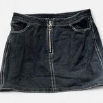 Forever 21 Mini black denim skirt with white stitching Photo 0