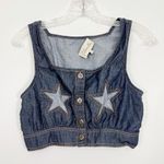 Cleobella  Denim Cropped Button Star Tank Size Small Photo 0