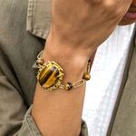 Yellow Tigers Eye 13.00 ctw Bracelet in ION Plated YG Stainless Steel Gold Photo 1