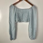 Japna  Blue Gingham Smocked Crop Top Size Small Photo 1