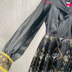 Vintage alfred shaheen hawiian floor length dress pleated skirt long sleeve 10 Blue Photo 7